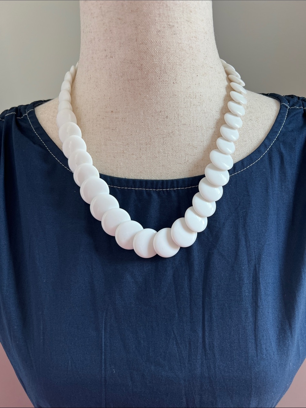 White Disc Bead 10” Necklace - Women’s Jewelry